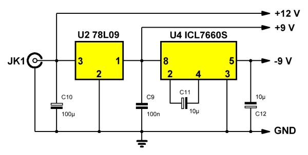 Symmetric supply schematic (±9 V)